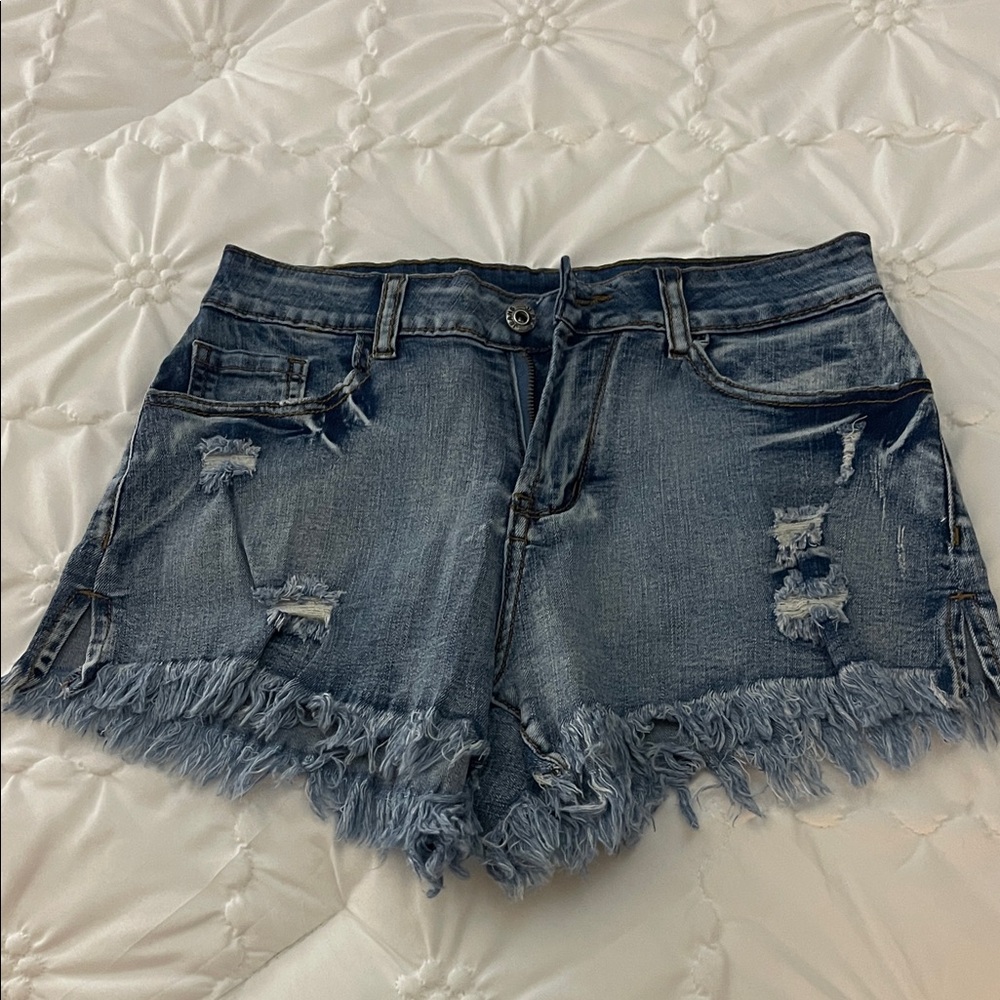 Distressed Stretch Denim Women Shorts Size Small